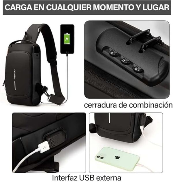 Mochila Cruzada Antirrobo Impermeable